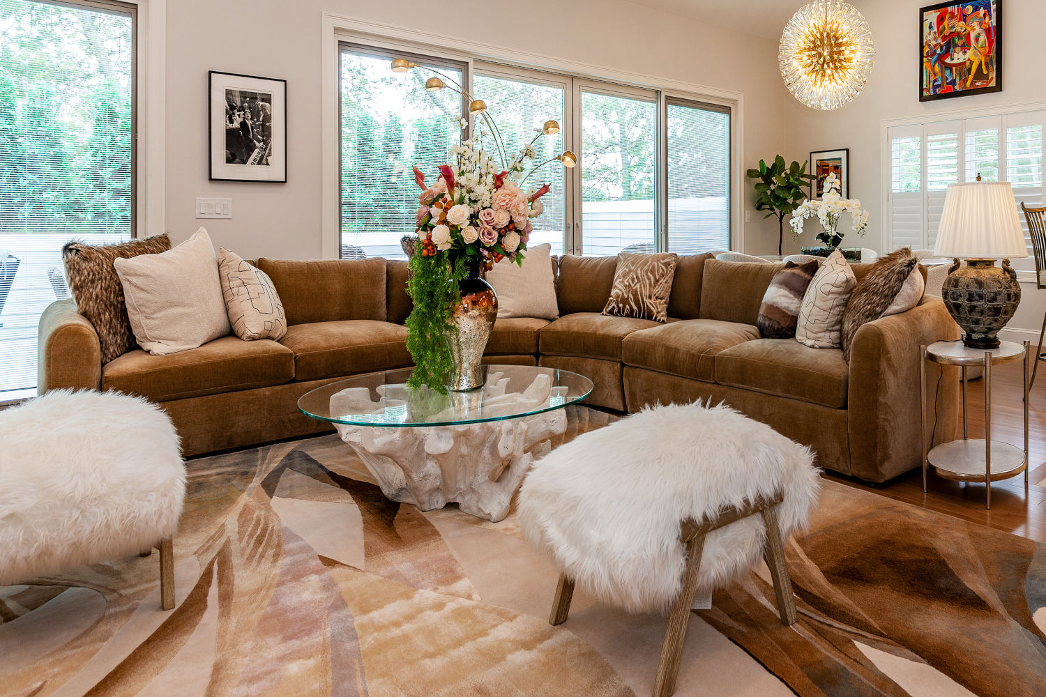 designer living room furniture in a home
